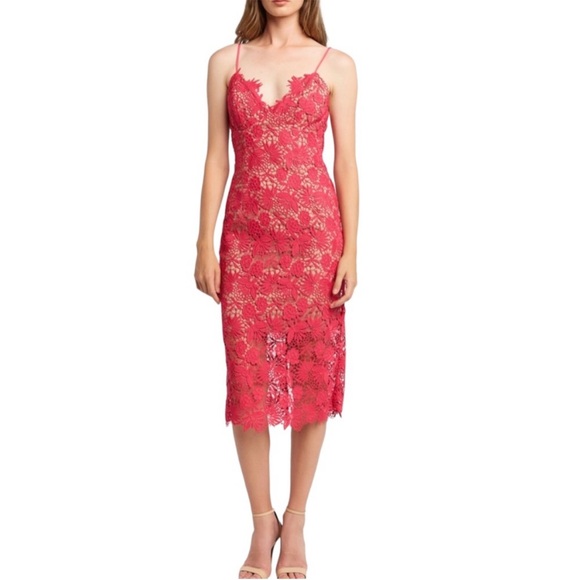 BARDOT Tayla Lace Dress Pink Beetroot New With Tags Size US Small 6 - Picture 7 of 16